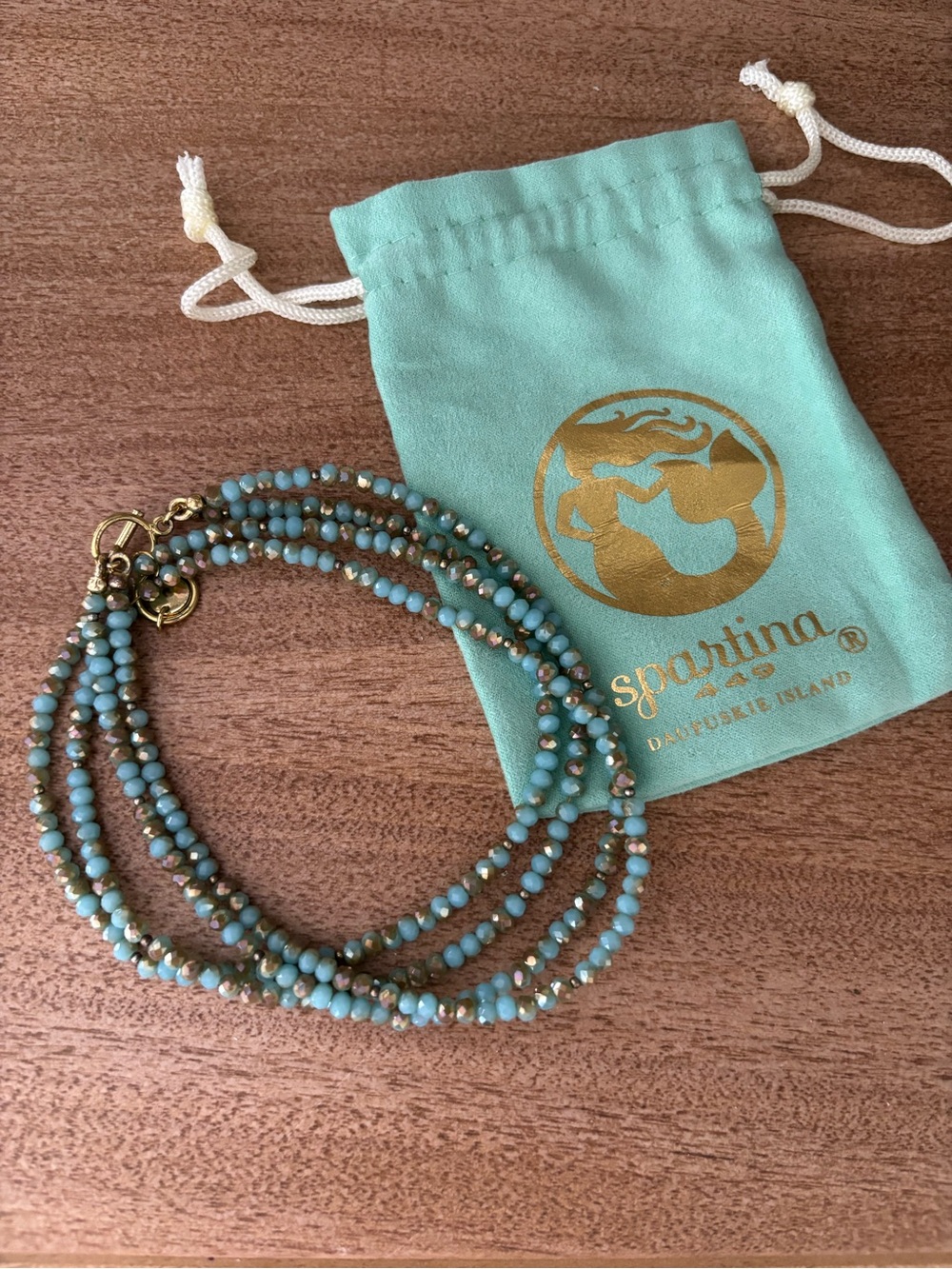 Spartina 449 Aqua and Gold Multi-Strand Beaded Bracelet